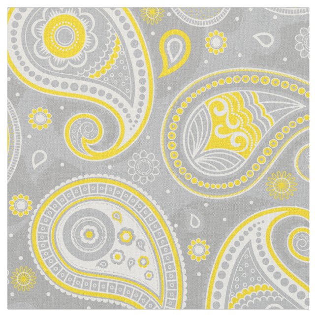Paisley-Muster gelb und grau Stoff (Nahaufnahme)
