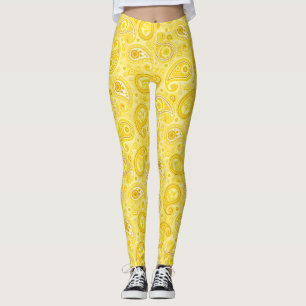 Paisley-Muster Gelbe Yogahose Leggings