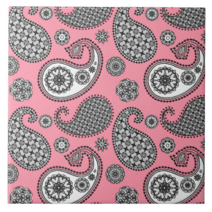 Paisley-Muster, grau auf Rosa Fliese