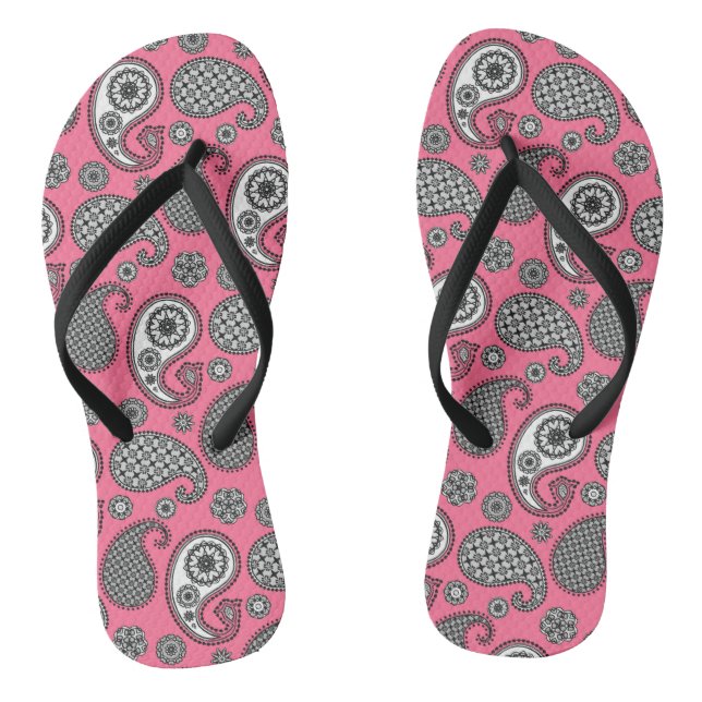 Paisley-Muster, grau auf Rosa Flip Flops (Fußbett)