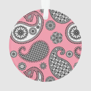 Paisley-Muster, grau auf Rosa Ornament