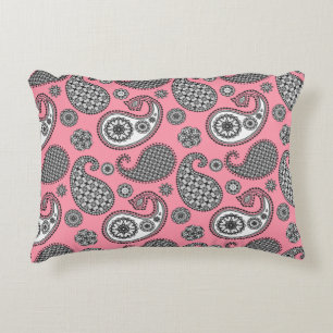 Paisley-Muster, grau auf Rosa Zierkissen
