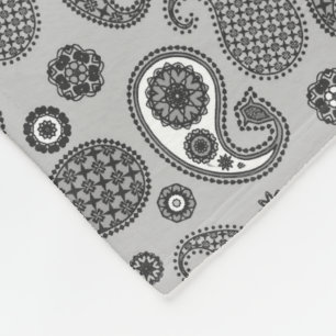 Paisley-Muster, Grau, Schwarz und Weiß Fleece-Deck Fleecedecke