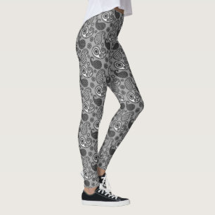 Paisley-Muster, grau, schwarz und weiß Leggings