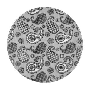 Paisley-Muster, grau, schwarz und weiß Schneidebrett