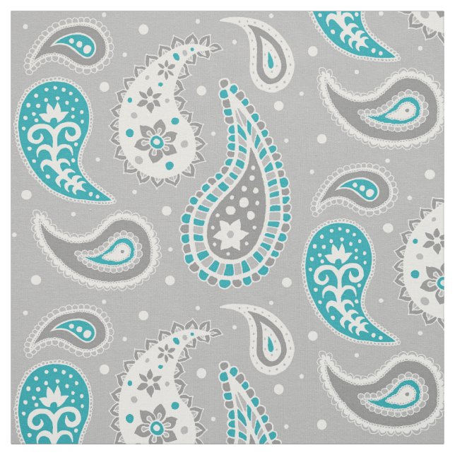 Paisley-Muster grau und aquamarin Stoff (Muster)