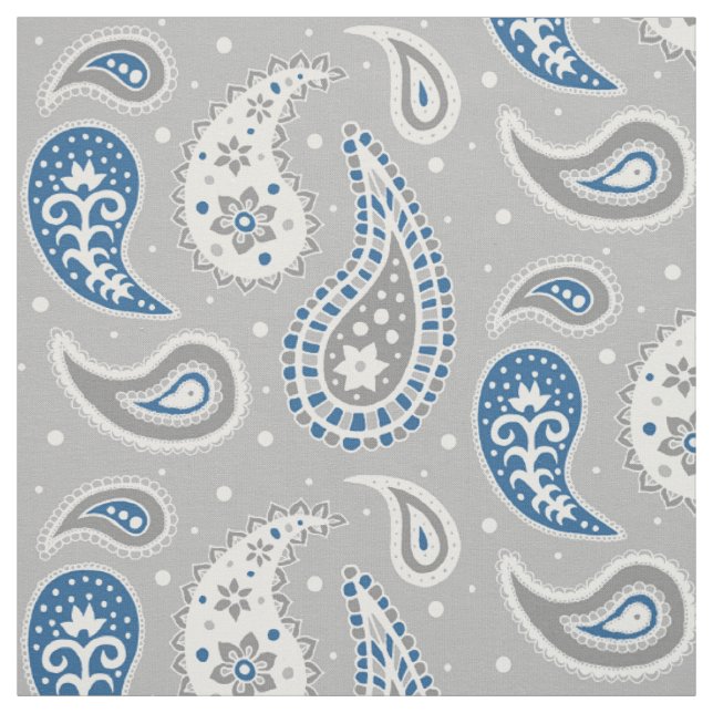Paisley-Muster-Grau und Marine-Blau Stoff (Muster)