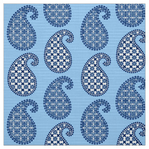 Paisley-Muster, Himmelblau, Marine und weiß Stoff