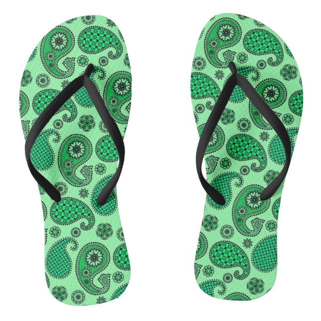 Paisley-Muster, Jade- und Minzgrün Flip Flops (Fußbett)