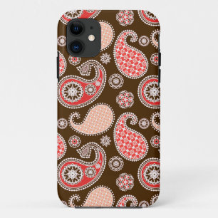 Paisley-Muster, Korallen und Schokoladenbraun Case-Mate iPhone Hülle
