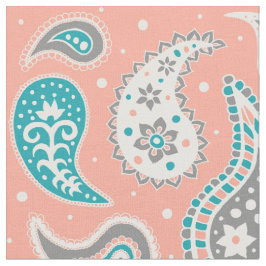 Paisley-Muster-korallenrotes aquamarines Grau Stoff