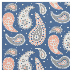 Paisley-Muster-korallenrotes Marine-blaues Grau Stoff
