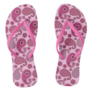 Paisley-Muster, Lichtschattierungen bis tiefrosa Flip Flops