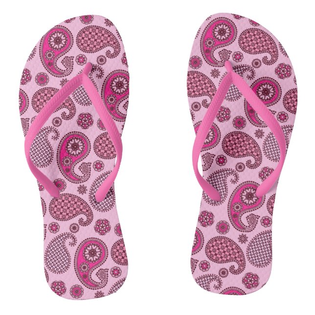 Paisley-Muster, Lichtschattierungen bis tiefrosa Flip Flops (Fußbett)
