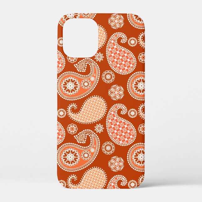 Paisley-Muster, Mandarin Orange und Weiß Case-Mate iPhone Hülle (Rückseite)