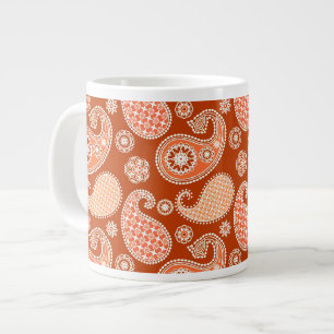 Paisley-Muster, Mandarin Orange und Weiß Jumbo-Tasse