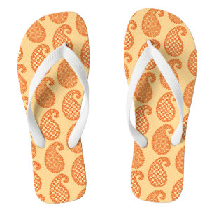Paisley-Muster, Mandarin und Pastellorange Flip Flops
