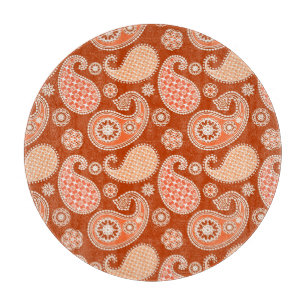 Paisley-Muster, Mandarinorange und Weiß Schneidebrett