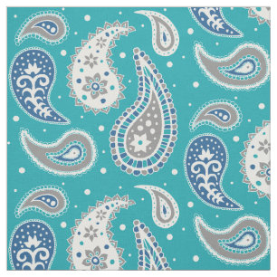 Paisley-Muster-Marine-Blau-aquamarines Grau Stoff