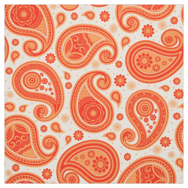 Paisley Muster orange und rot Stoff (Muster)