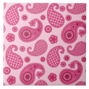 Paisley-Muster, Pastell-Korallenrosa und Fuchsia Fliese