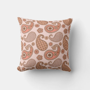 Paisley-Muster, Pfirsich und Korallenrosa Kissen