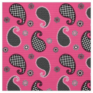 Paisley-Muster, pinkfarbenes Rosa, Schwarzweiss Stoff