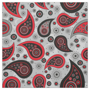 Paisley Muster rot schwarz und grau elegant Stoff