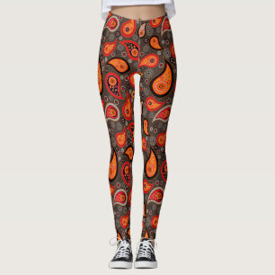 Paisley-Muster Rote Orange elegante Yoga Hose Leggings