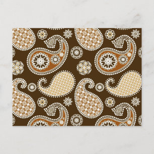 Paisley-Muster, Schokolade Brown und Tan Postkarte