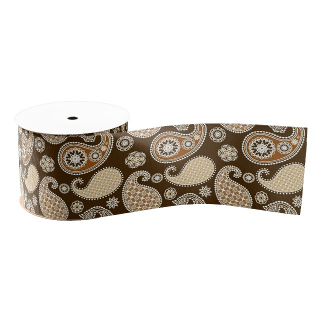 Paisley-Muster, Schokolade Brown und Tan Ripsband (Spule)
