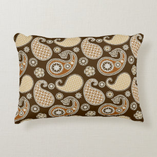 Paisley-Muster, Schokolade Brown und Tan Zierkissen