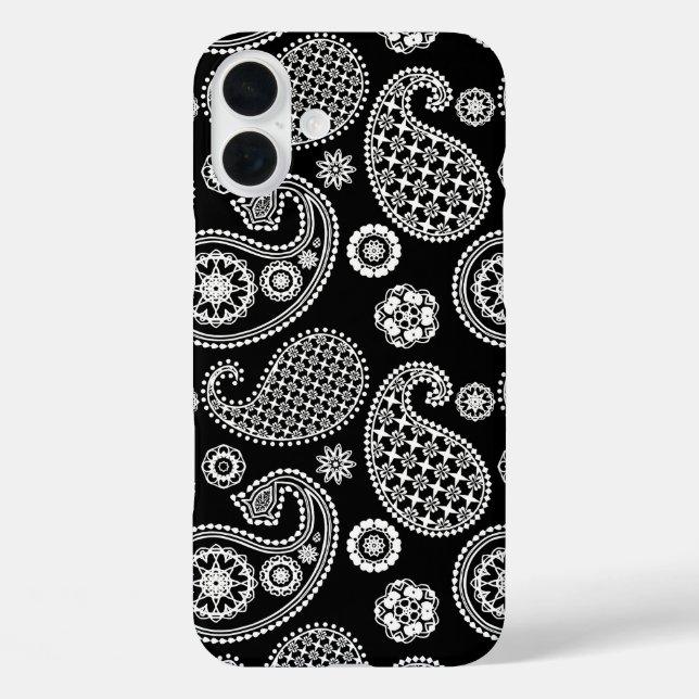 Paisley-Muster, Schwarz und Weiß Case-Mate iPhone Hülle (Rückseite)