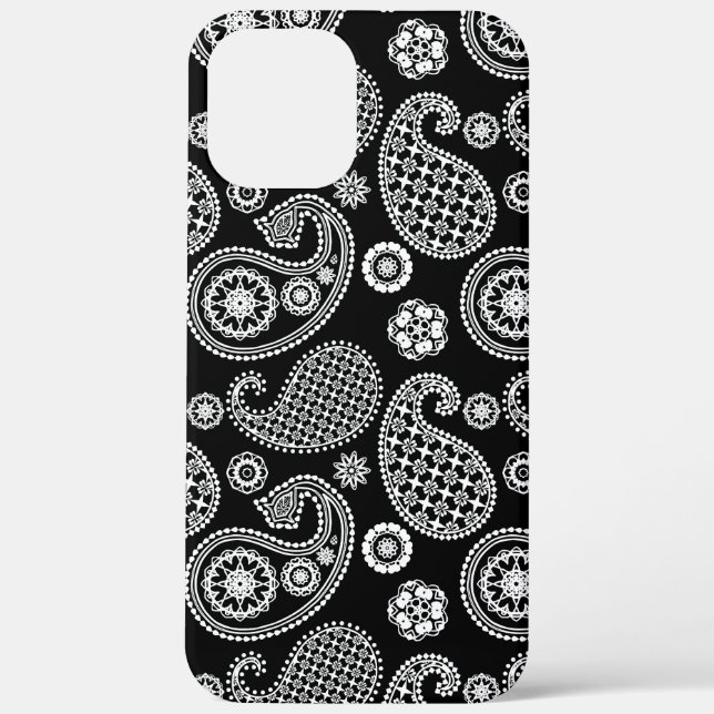 Paisley-Muster, Schwarz und Weiß Case-Mate iPhone Hülle (Rückseite)