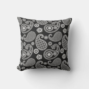 Paisley-Muster, Schwarz und Weiß Kissen Für Draußen