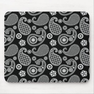Paisley-Muster, Schwarz und Weiß Mousepad