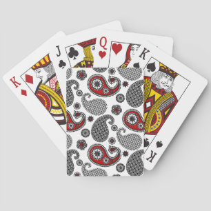 Paisley-Muster, Schwarz, Weiß und Rot Spielkarten