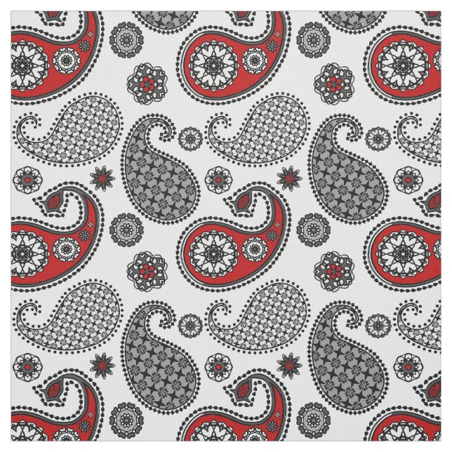 Paisley-Muster, Schwarz, Weiß und Rot Stoff (Muster)