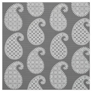 Paisley-Muster, silbergrau / grau und weiß Stoff