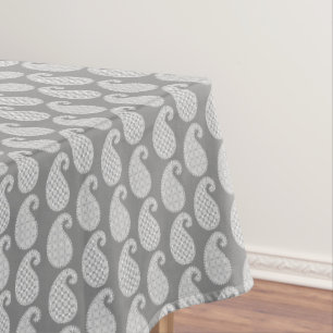 Paisley-Muster, silbergrau / grau und weiß Tischdecke