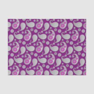 Paisley-Muster, Silver Gray / Grau on Deep Lila Seidenpapier