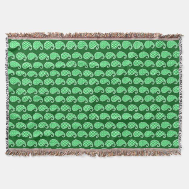Paisley-Muster, smaragdgrün und weiß Decke (Vorderseite)