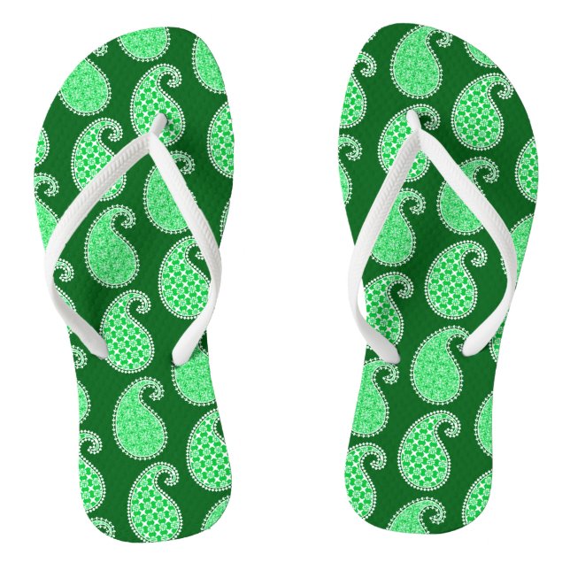 Paisley-Muster, smaragdgrün und weiß Flip Flops (Fußbett)