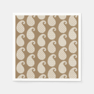 Paisley-Muster, Taupe und Weiß Serviette