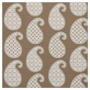 Paisley-Muster, Taupe und Weiß Stoff