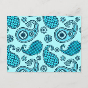 Paisley-Muster, Türkis, Aqua und Marine Postkarte