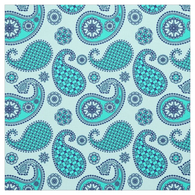 Paisley-Muster, Türkis, Aqua und Marine Stoff (Muster)