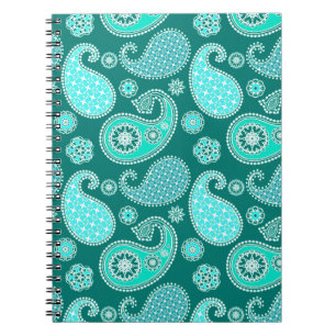 Paisley-Muster, Türkis, Aqua und Weiß Notizblock