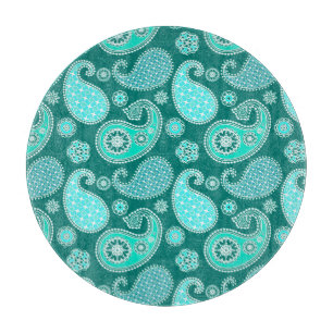 Paisley-Muster, Türkis, Aqua und Weiß Schneidebrett