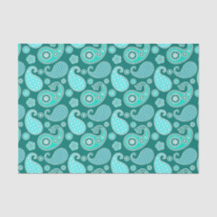 Paisley-Muster, Türkis, Aqua und Weiß Seidenpapier